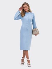Акція на Плаття-сорочка зі штучної замші міді осіннє жіноче Dressa 66402 50 Блакитне від Rozetka