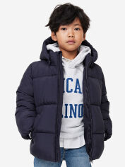 Акция на Дитяча зимова стьобана куртка для хлопчика H&M WW1179905 110-116 см Темно-синя от Rozetka