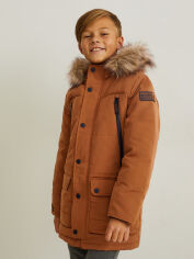 Акция на Підліткова зимова куртка-парка для хлопчика C&A 74527-2175730 182 см Світло-коричнева от Rozetka