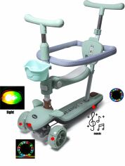 Акция на Самокат Scooter Baq 5 в 1 с бортиком, подсветкой и музыкой мятный (1877837734) от Stylus
