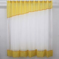 Акция на Кухонна фіранка VR-Textil № 047к на карниз 1.5 - 2 м 270х170 см Жовта з білим (50-837) от Rozetka