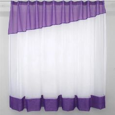 Акция на Кухонна завіса VR-Textil на карниз 1-2 м 170х280 см Колір Фіолетовий з білим (50-086) от Rozetka