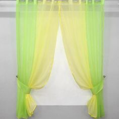 Акція на Кухонні штори VR-Textil 170х265 см Колір Салатовий з жовтим (50-101) від Rozetka