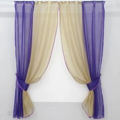 Акція на Кухонні штори VR-Textil на карниз 1-1.5 м 170х265 см Колір Фіолетовий з темно-бежевим (50-235V) від Rozetka
