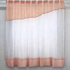Акція на Кухонна завіса VR-Textil на карниз 1.5-2 м 170х280 см Колір Персиковий з білим (50-276) від Rozetka