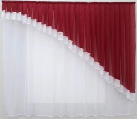 Акція на Кухонний комплект VR-Textil шторка з ламбрекеном 170х200 см Колір Червоний з білим (50-453) від Rozetka