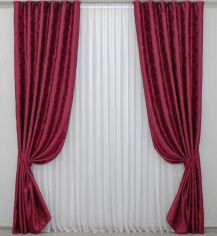 Акція на Комплект готових штор VR-Textil блекаут Корона №1181ш Червоний 150х270 см 2 шт (33-0050) від Rozetka