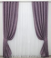 Акція на Комплект готових штор VR-Textil Льон мармур Колекція Pavliani 270х150 см Колір Фіолетовий х 2 шт (33-0007) від Rozetka