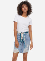 Акция на Спідниця джинсова міні літня пряма жіноча H&M XAZ173108QWMV 36 Синя от Rozetka