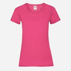 Акція на Футболка жіноча Fruit of the Loom Valueweight Ladies 061372057 XL Яскраво-рожева від Rozetka