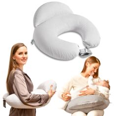 Акція на Подушка-диванчик для годування Sei Design Смуга Сіра Бавовна Антиалергенне волокно 60х70х16 см від Rozetka