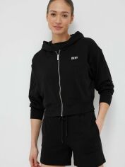 Акція на Толстовка на блискавці з капюшоном жіноча DKNY Metallic Logo Full Z DP3J9279-BSV S Чорний/Срібний від Rozetka