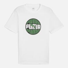 Акція на Футболка бавовняна довга чоловіча Puma Graphics 68017402 XL Біла з принтом від Rozetka