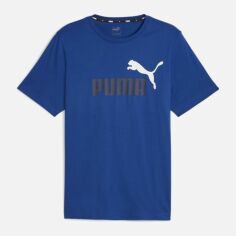 Акція на Футболка чоловіча Puma Essentials+ 58675921 2XL Синя з принтом від Rozetka