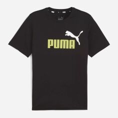 Акция на Футболка чоловіча Puma Essentials+ 58675959 M Чорна з принтом от Rozetka