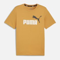Акція на Футболка чоловіча Puma Essentials+ 58675996 S Жовта з принтом від Rozetka