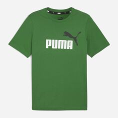 Акція на Футболка чоловіча Puma Essentials+ 58675986 S Зелена з принтом від Rozetka