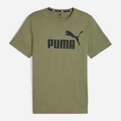 Акция на Футболка чоловіча Puma Essentials Foundation 58673633 M Оливкова з принтом от Rozetka