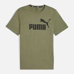 Акция на Футболка чоловіча Puma Essentials Foundation 58673633 XL Оливкова з принтом от Rozetka