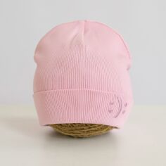 Акция на Дитяча демісезонна шапка-біні для дівчинки MagBaby Emoji 102083 50-54 Світло-рожева от Rozetka