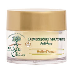 Акція на Антивіковий денний крем для обличчя Le Petit Olivier Organic Care Moisturizing Anti-Age Day Cream з аргановою олією, 50 мл від Eva