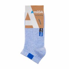 Акция на Шкарпетки жіночі AmiGA спортивні, блакитний меланж рубчик, розмір 23-25 от Eva