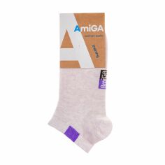 Акція на Шкарпетки жіночі AmiGA спортивні, лиловий меланж рубчик, розмір 23-25 від Eva